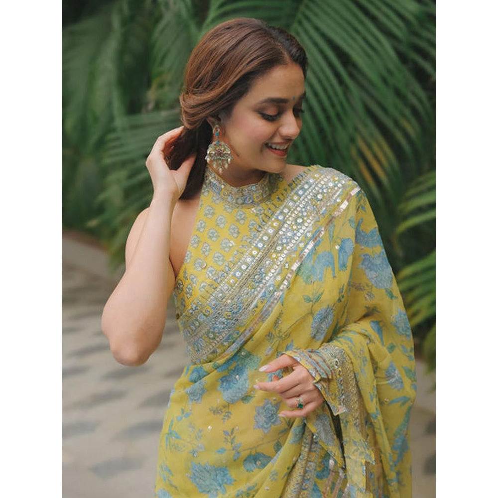 Gopi Vaid Keerthy Suresh in Achala Saree with Stitched Blouse and Petticoat