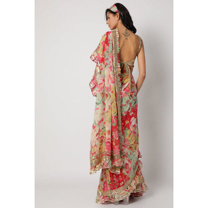 Gopi Vaid Prerna Mehra In Khushi Frill Saree with Stitched Blouse