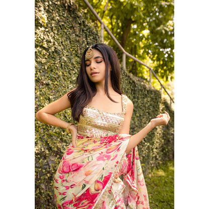 Gopi Vaid Prerna Mehra In Khushi Frill Saree with Stitched Blouse