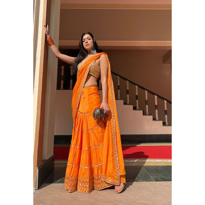 Gopi Vaid Suchi Saree with Stitched Blouse