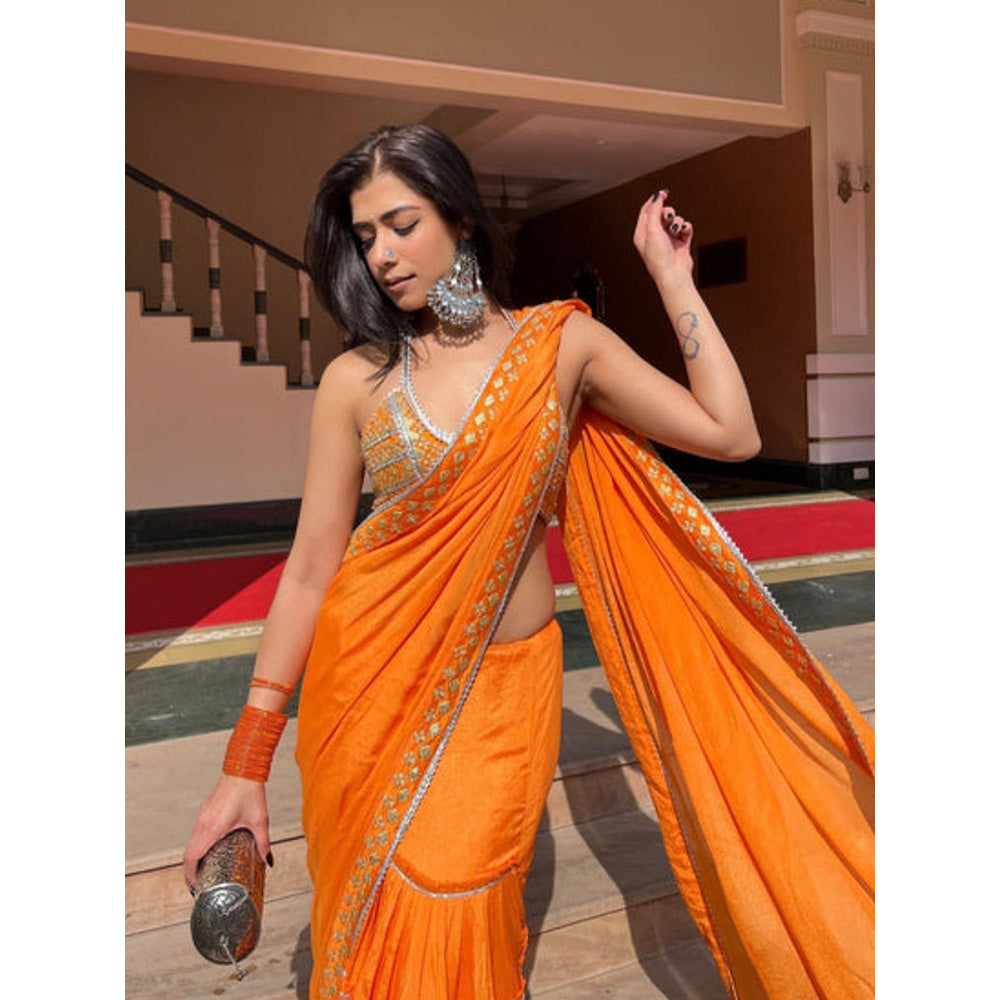 Gopi Vaid Suchi Saree with Stitched Blouse