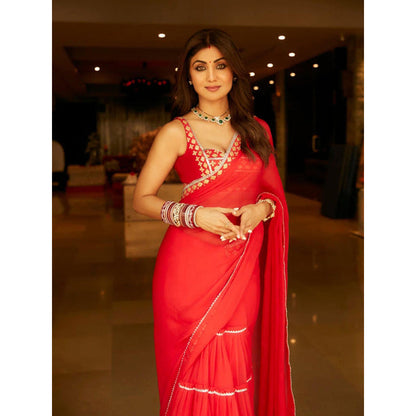 Gopi Vaid Shilpa Saree with Stitched Blouse