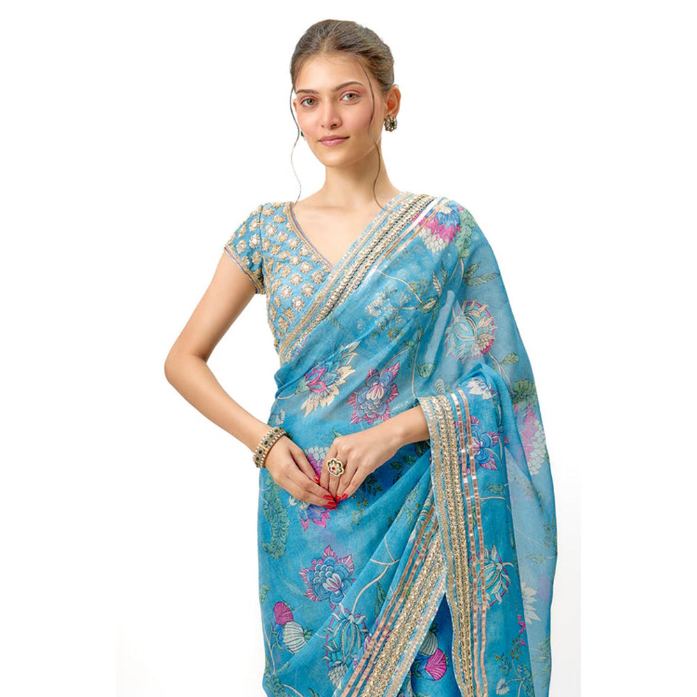 Gopi Vaid Siddhi Saree with Stitched Blouse and Petticoat