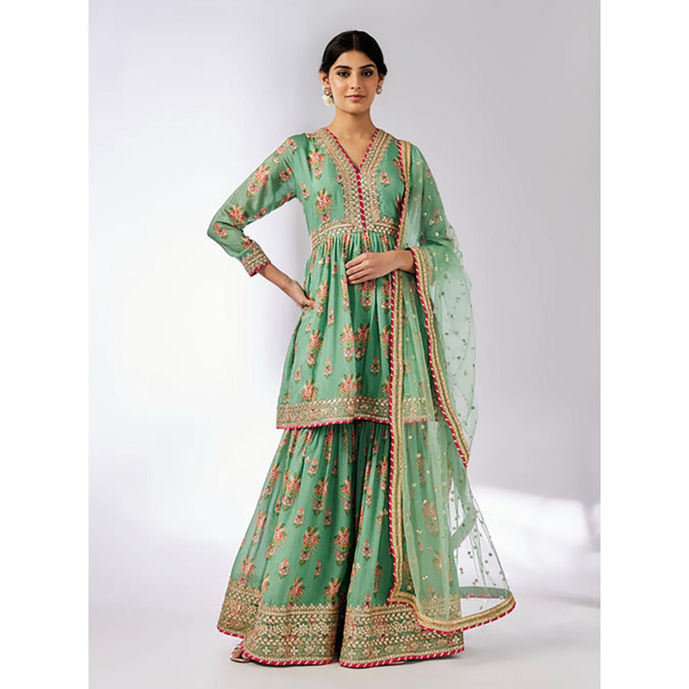 Gopi Vaid Samiksha Peplum Kurta with Sharara and Dupatta