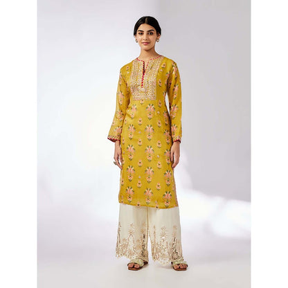 Gopi Vaid Women Cotton Silk Floral Kurta and Palazzo