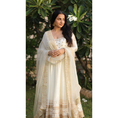 Gopi Vaid Vidya Balan In Meira White Anarkali with Sharara