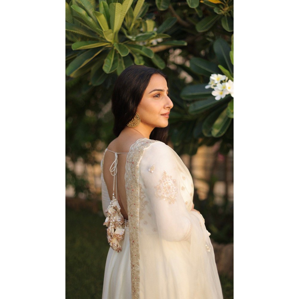 Gopi Vaid Vidya Balan In Meira White Anarkali with Sharara