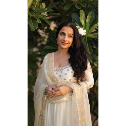 Gopi Vaid Vidya Balan In Meira White Anarkali with Sharara