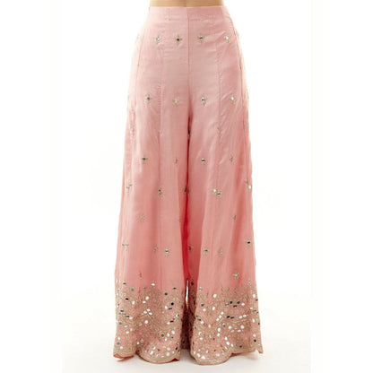 Gopi Vaid Avnoor Pink Blouse with Palazzo and Cape