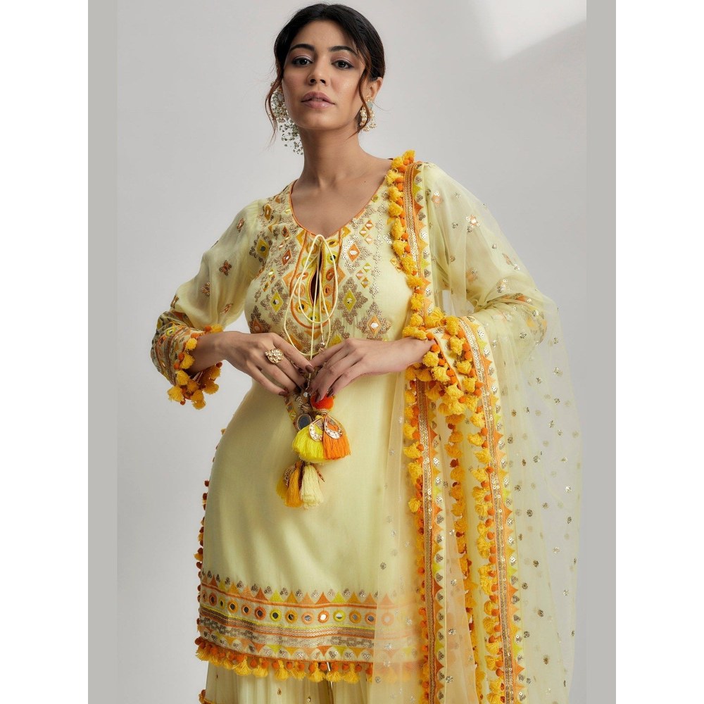 Gopi Vaid Friya Yellow Kurta with Sharara and Dupatta