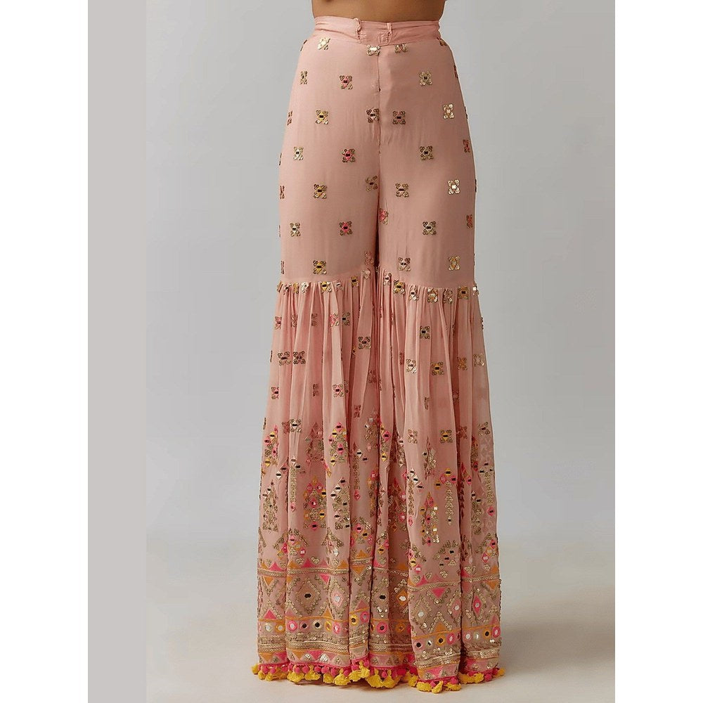 Gopi Vaid Sonia Strappy Pink Kurta with Sharara and Dupatta
