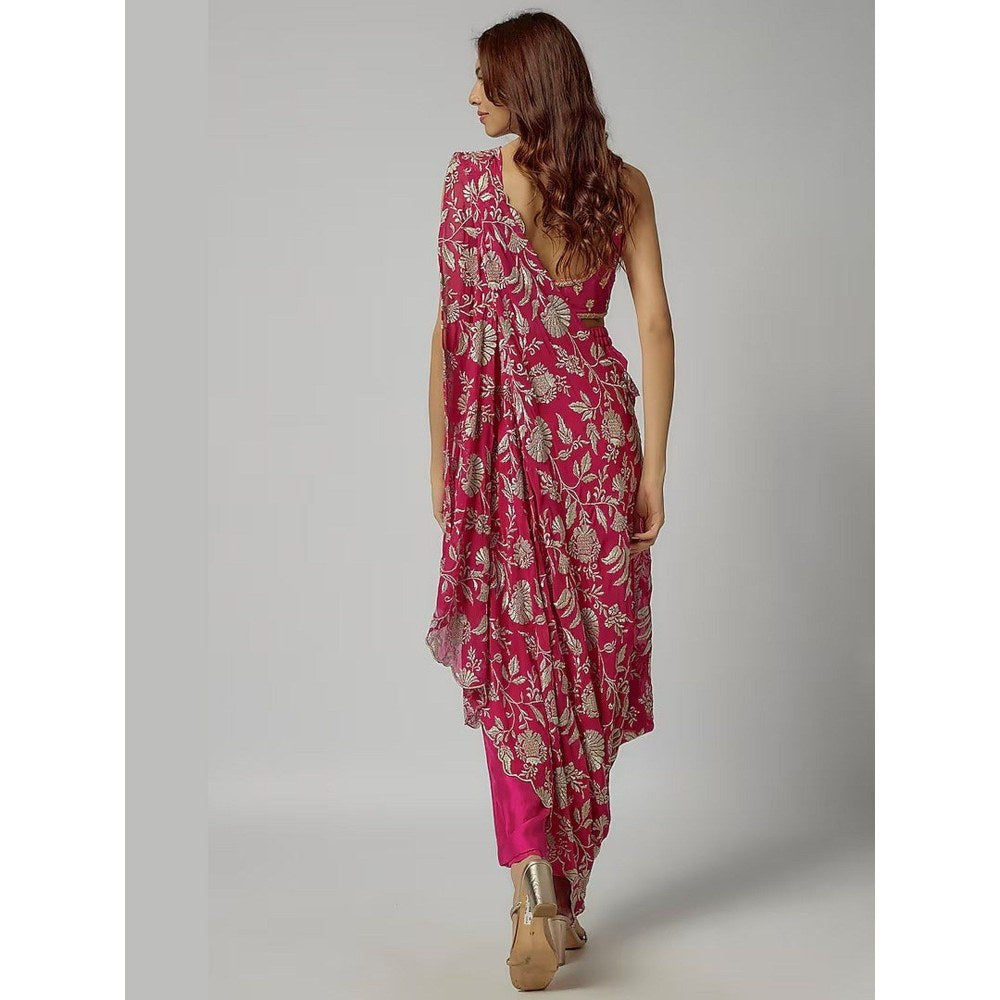Gopi Vaid Golconda Vanya Pink Blouse with Dupatta and Pant