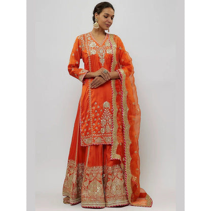 Gopi Vaid Baani Orange Kurta with Sharara and Dupatta