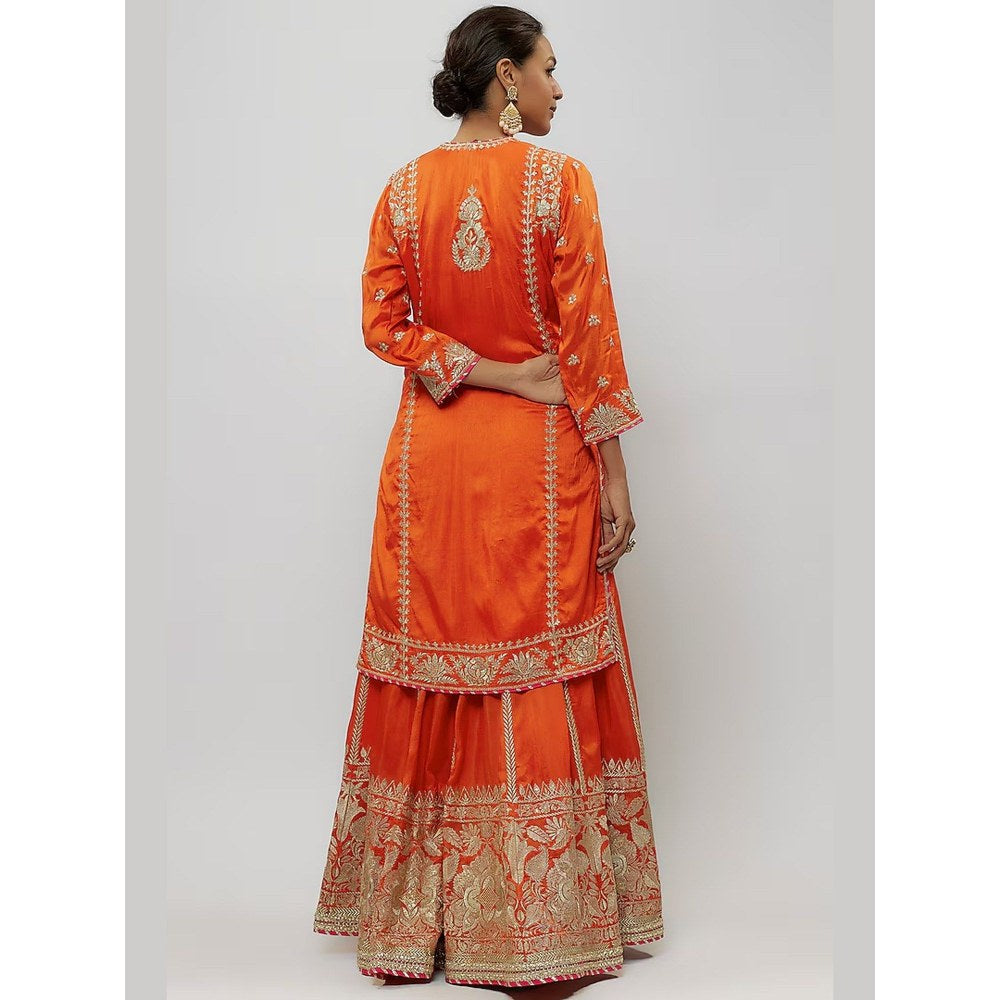 Gopi Vaid Baani Orange Kurta with Sharara and Dupatta
