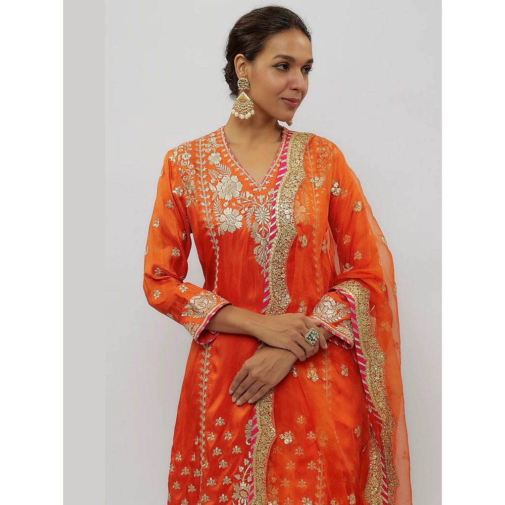 Gopi Vaid Baani Orange Kurta with Sharara and Dupatta