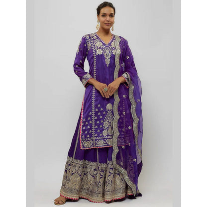 Gopi Vaid Baani Purple Kurta with Sharara and Dupatta