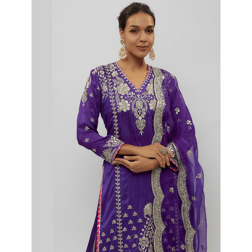 Gopi Vaid Baani Purple Kurta with Sharara and Dupatta