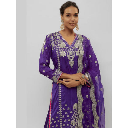Gopi Vaid Baani Purple Kurta with Sharara and Dupatta