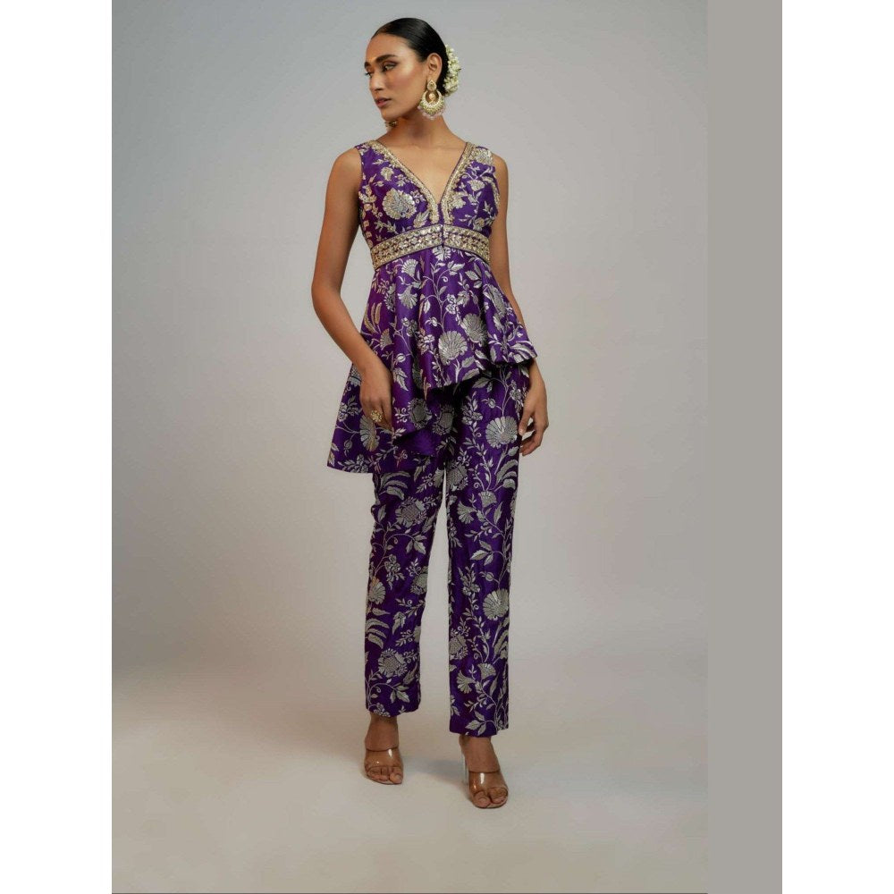 Gopi Vaid Golconda Adveta Purple Co-Ord Set