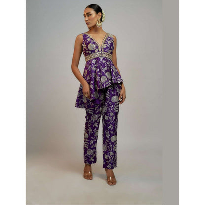 Gopi Vaid Golconda Adveta Purple Co-Ord Set