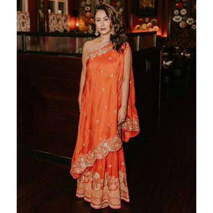 Gopi Vaid Golconda Aashna Orange Top with Sharara