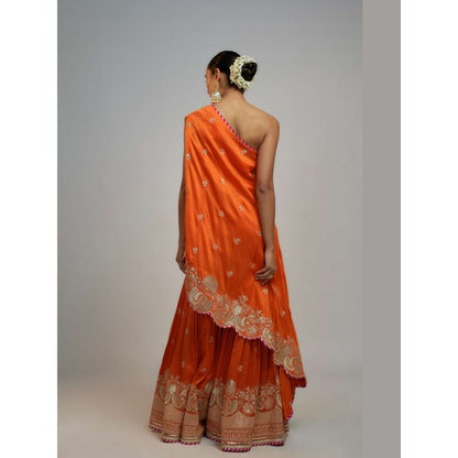 Gopi Vaid Golconda Aashna Orange Top with Sharara