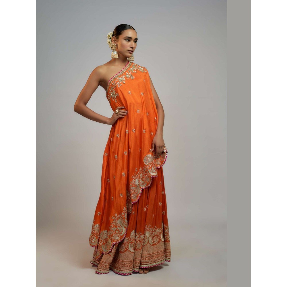 Gopi Vaid Golconda Aashna Orange Top with Sharara