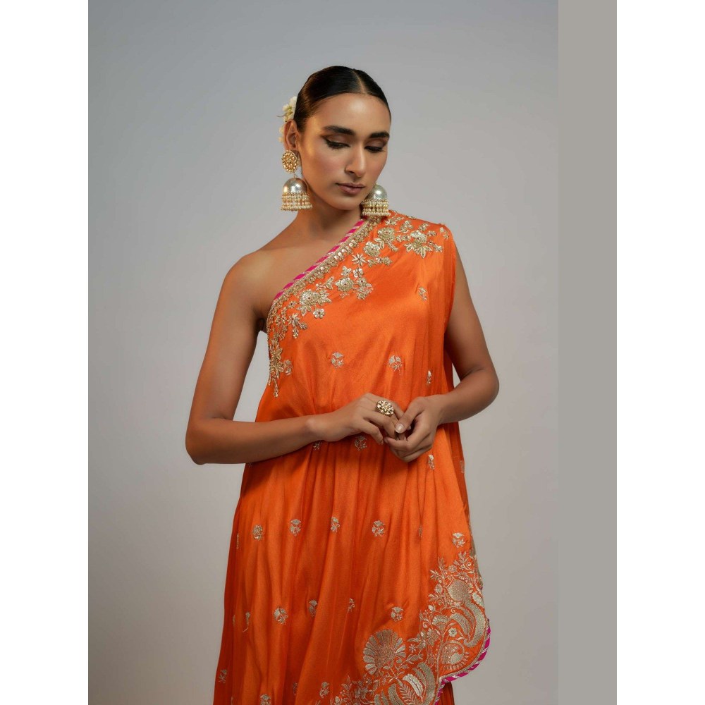 Gopi Vaid Golconda Aashna Orange Top with Sharara