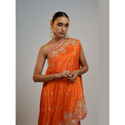 Gopi Vaid Golconda Aashna Orange Top with Sharara