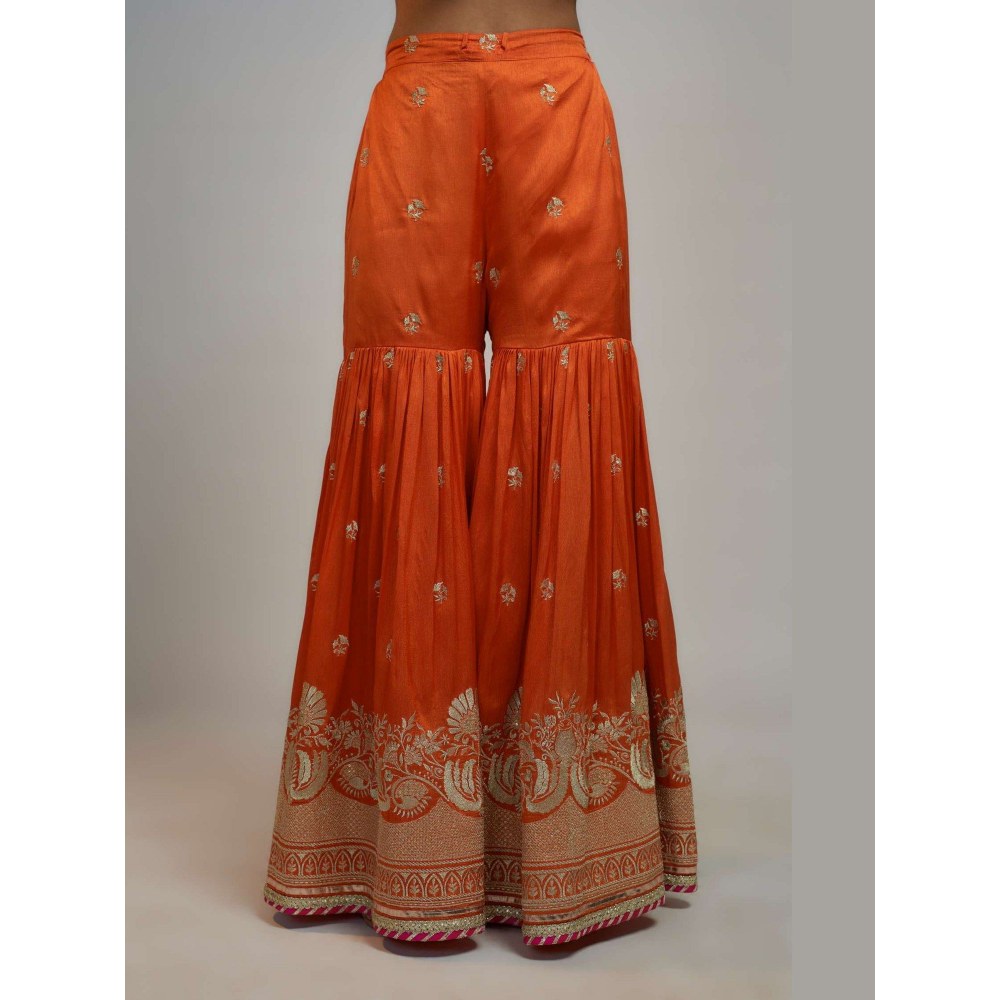 Gopi Vaid Golconda Aashna Orange Top with Sharara