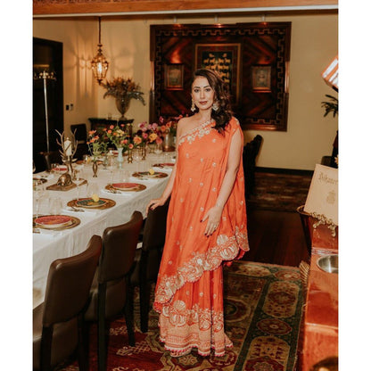 Gopi Vaid Golconda Aashna Orange Top with Sharara