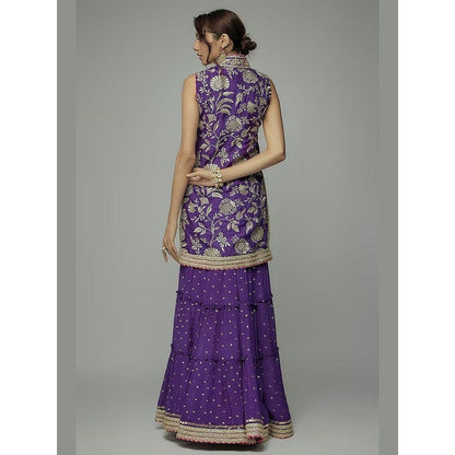 Gopi Vaid Golconda Sitara Purple Kurta with Sharara and Dupatta