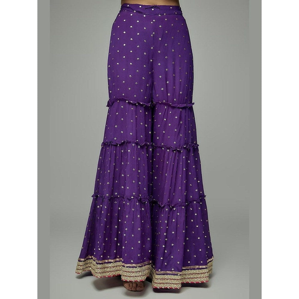 Gopi Vaid Golconda Sitara Purple Kurta with Sharara and Dupatta