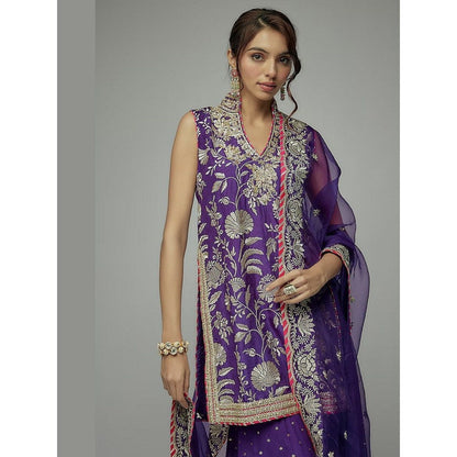 Gopi Vaid Golconda Sitara Purple Kurta with Sharara and Dupatta