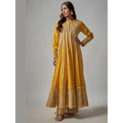 Gopi Vaid Golconda Suhana Mustard Anarkali Kurta with Palazzo