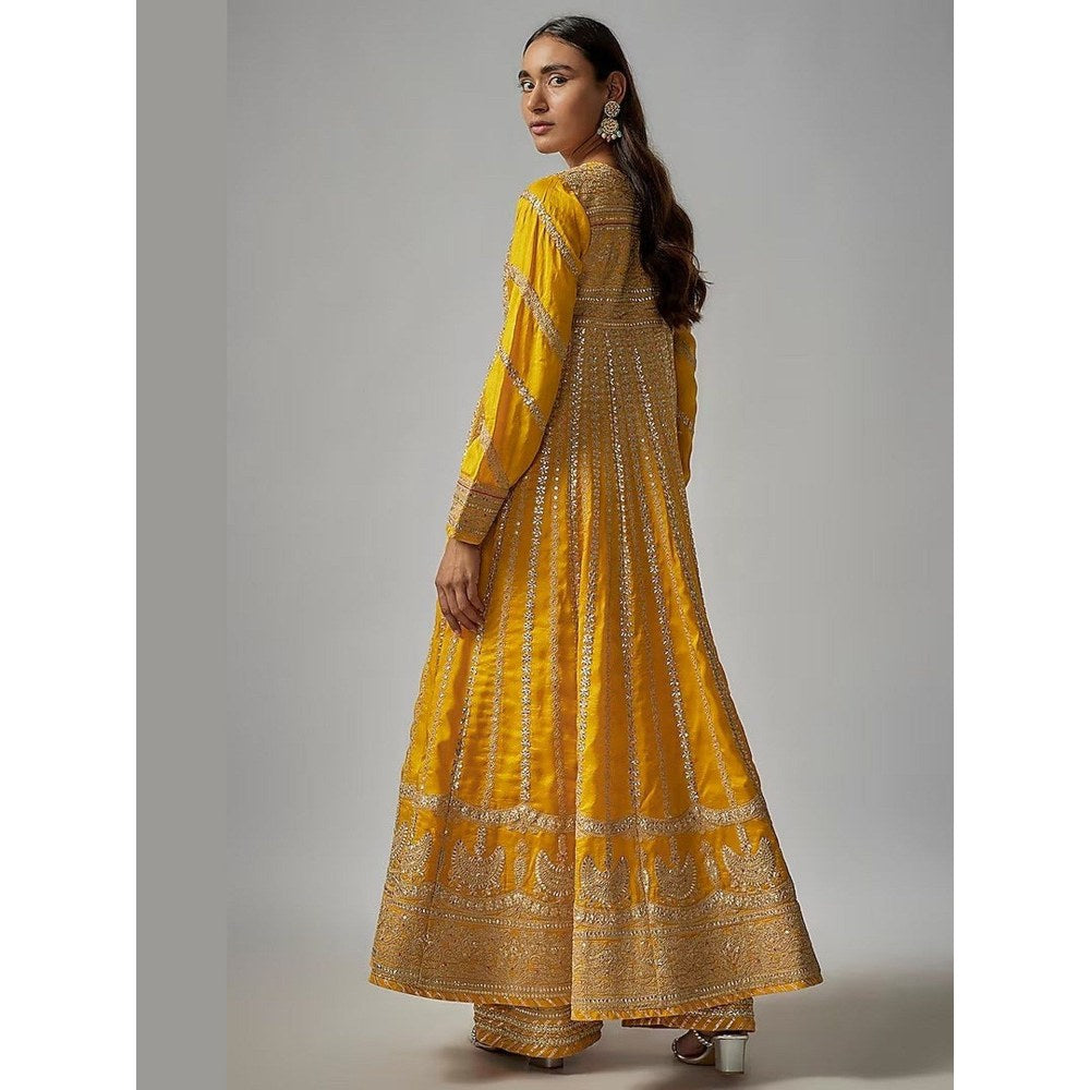 Gopi Vaid Golconda Suhana Mustard Anarkali Kurta with Palazzo