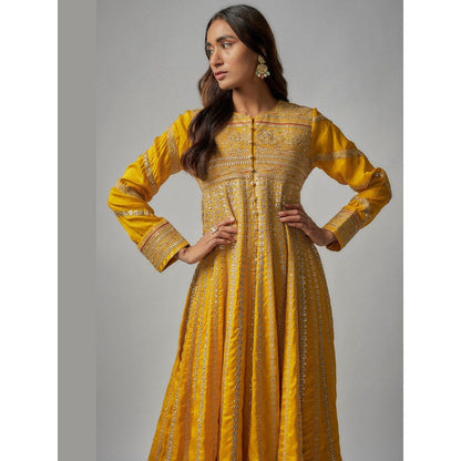 Gopi Vaid Golconda Suhana Mustard Anarkali Kurta with Palazzo