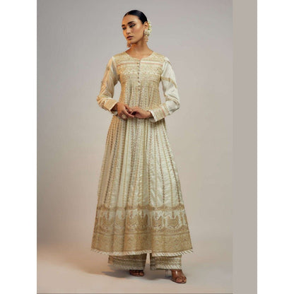 Gopi Vaid Golconda Suhana White Anarkali Kurta with Palazzo