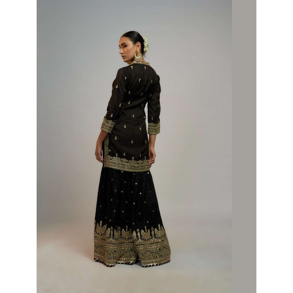 Gopi Vaid Radhika Madan In Golconda Shiddat Black Kurta with Sharara and Dupatta