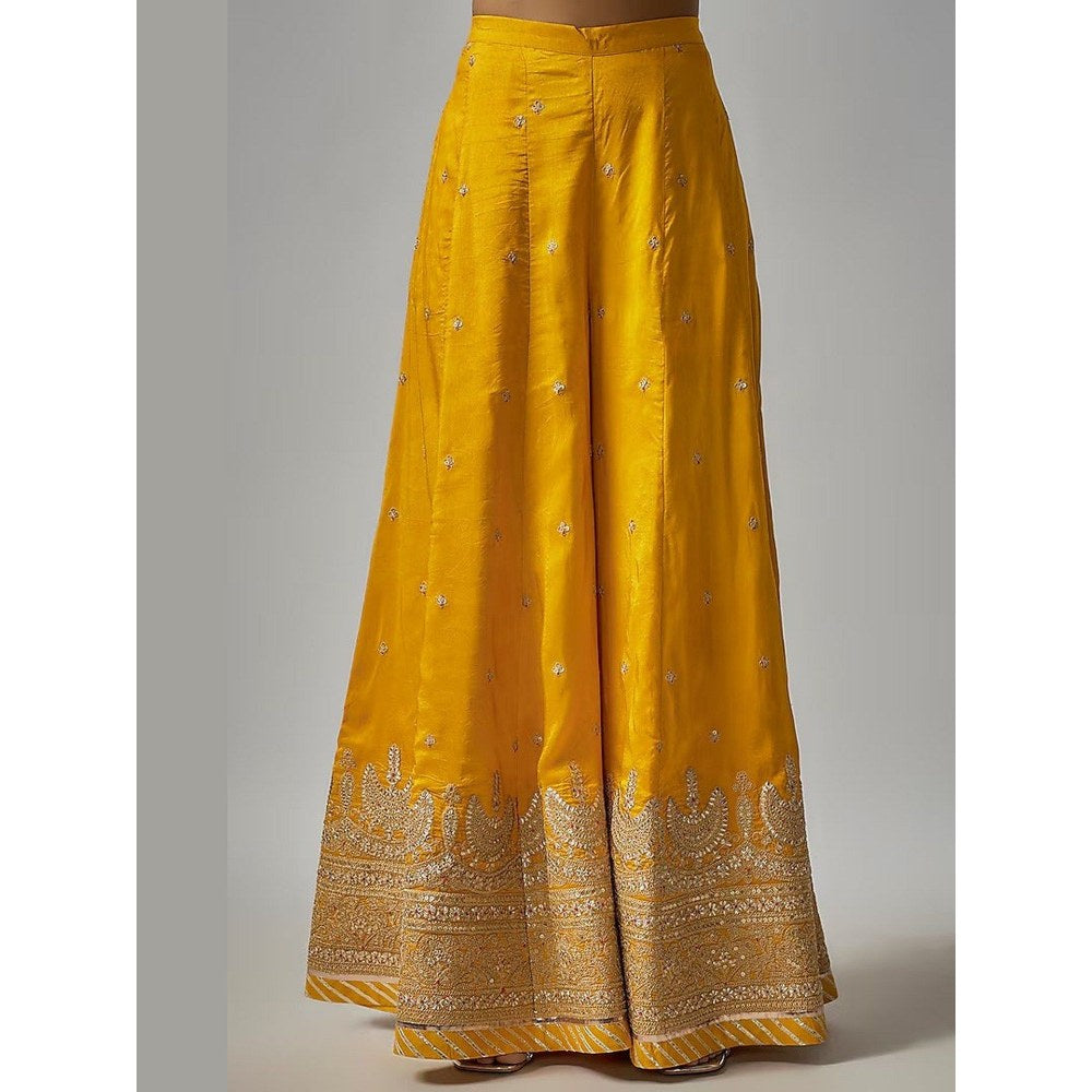 Gopi Vaid Golconda Afreen Mustard Bustier with Blazer and Sharara