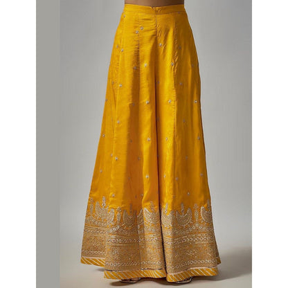 Gopi Vaid Golconda Afreen Mustard Bustier with Blazer and Sharara