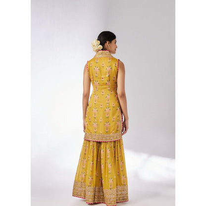 Gopi Vaid Dhriti Sleeveless Mustard Kurta with Sharara and Dupatta