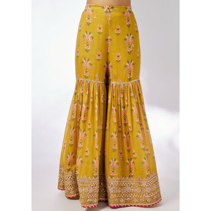 Gopi Vaid Dhriti Sleeveless Mustard Kurta with Sharara and Dupatta