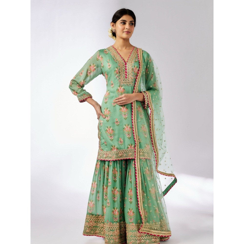 Gopi Vaid Sadhna Green Kurta with Sharara and Dupatta
