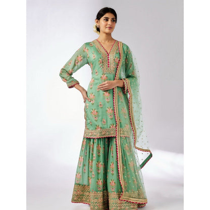 Gopi Vaid Sadhna Green Kurta with Sharara and Dupatta