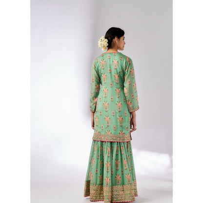 Gopi Vaid Sadhna Green Kurta with Sharara and Dupatta