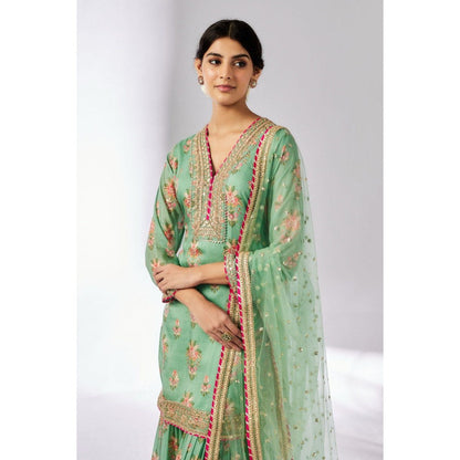 Gopi Vaid Sadhna Green Kurta with Sharara and Dupatta