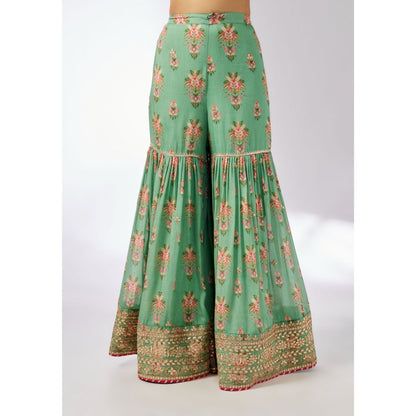 Gopi Vaid Sadhna Green Kurta with Sharara and Dupatta