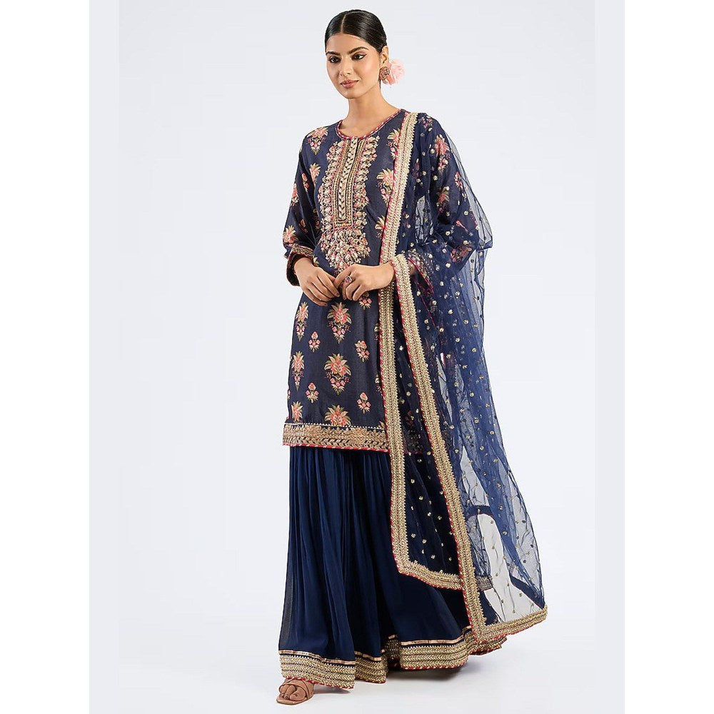 Gopi Vaid Aditi Blue Kurta with Sharara and Dupatta