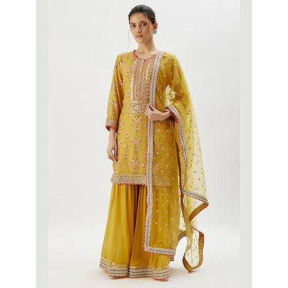 Gopi Vaid Aditi Mustard Kurta with Sharara and Dupatta